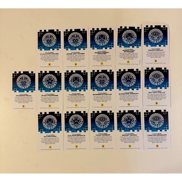 2018 Monopoly Gamer Mario Kart 16 Title Deed Replacement Cards Nintendo EUC - Picture 2 of 2